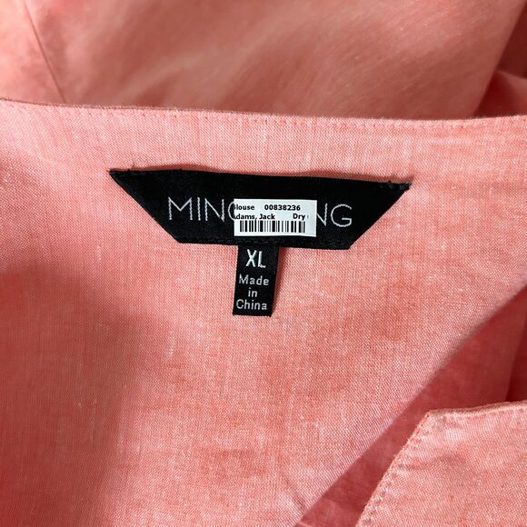 Ming Wang Cotton Linen Blend Button Down Shirt Coral Size XL - Picture 4 of 6